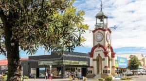Historic Hokitika Town Clock Tower and Heritage Buildings.
