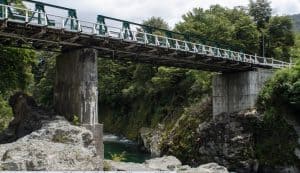 Scenic view of Pelorus Bridge over the river in Pelorus Bridge Scenic Reserve, New Zealand.