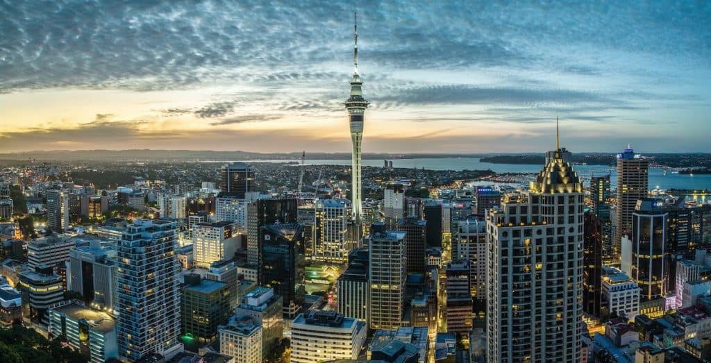 Evening view of Auckland