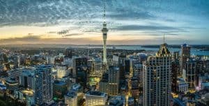 Evening view of Auckland